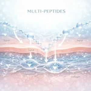 ภาพจำลองการทำงานของ multi-peptides ที่เกี่ยวข้องกับการสื่อสารระหว่างเซลล์ผิว