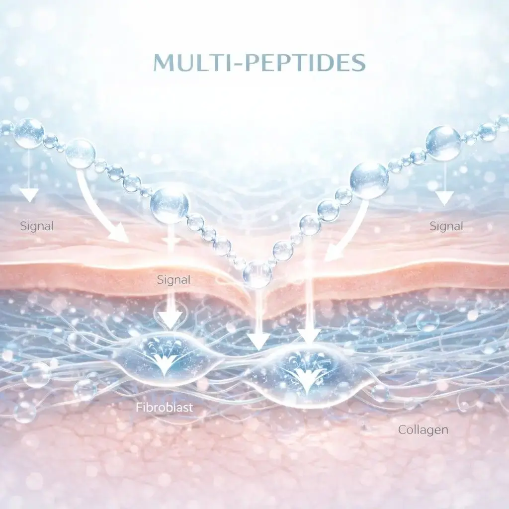 ภาพจำลองการทำงานของ multi-peptides ที่เกี่ยวข้องกับการสื่อสารระหว่างเซลล์ผิว