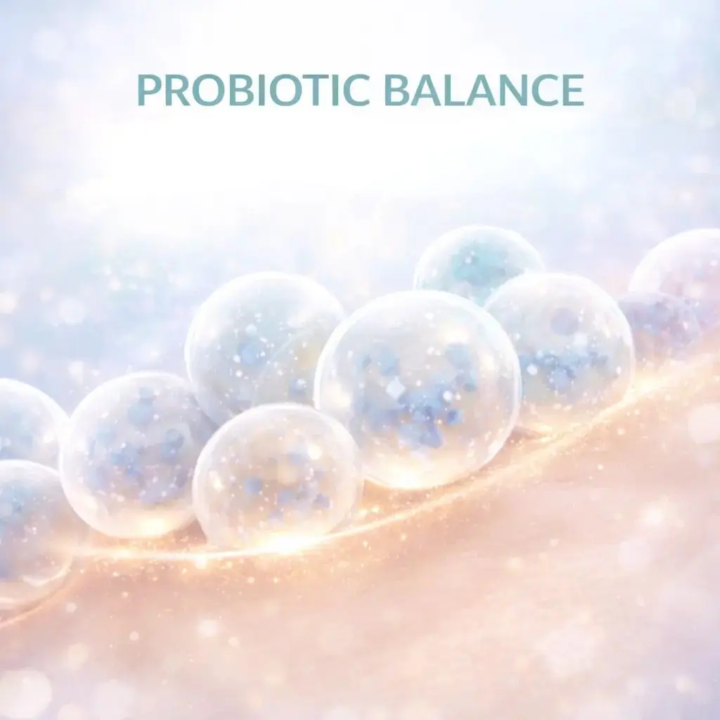 ภาพจำลองความสมดุลของจุลินทรีย์บนผิวหนัง เพื่ออธิบายแนวคิด probiotic balance ในผลิตภัณฑ์ดูแลผิว